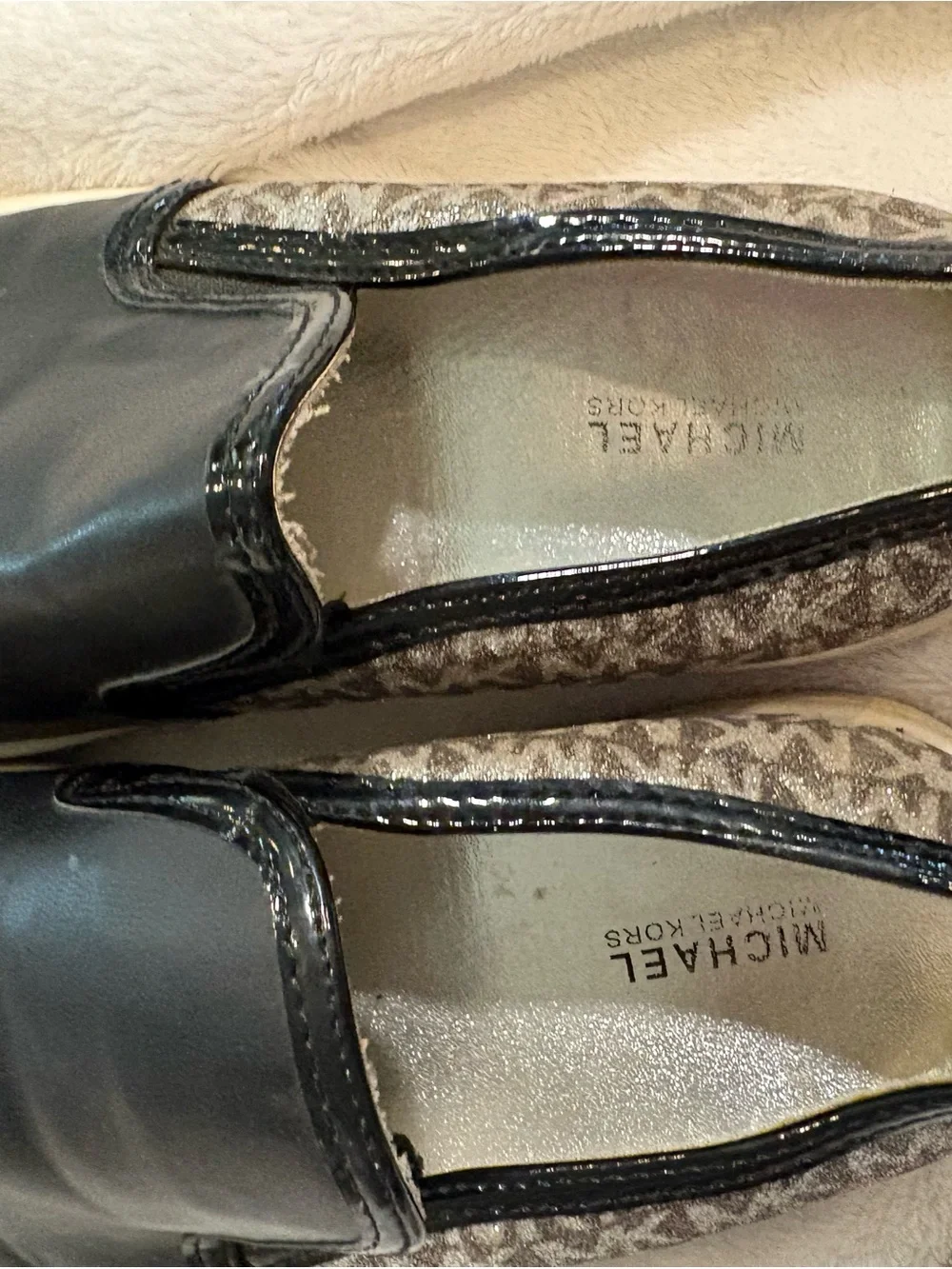 Michael Kors Black Slip-On Sneakers with Metallic MK Monogram